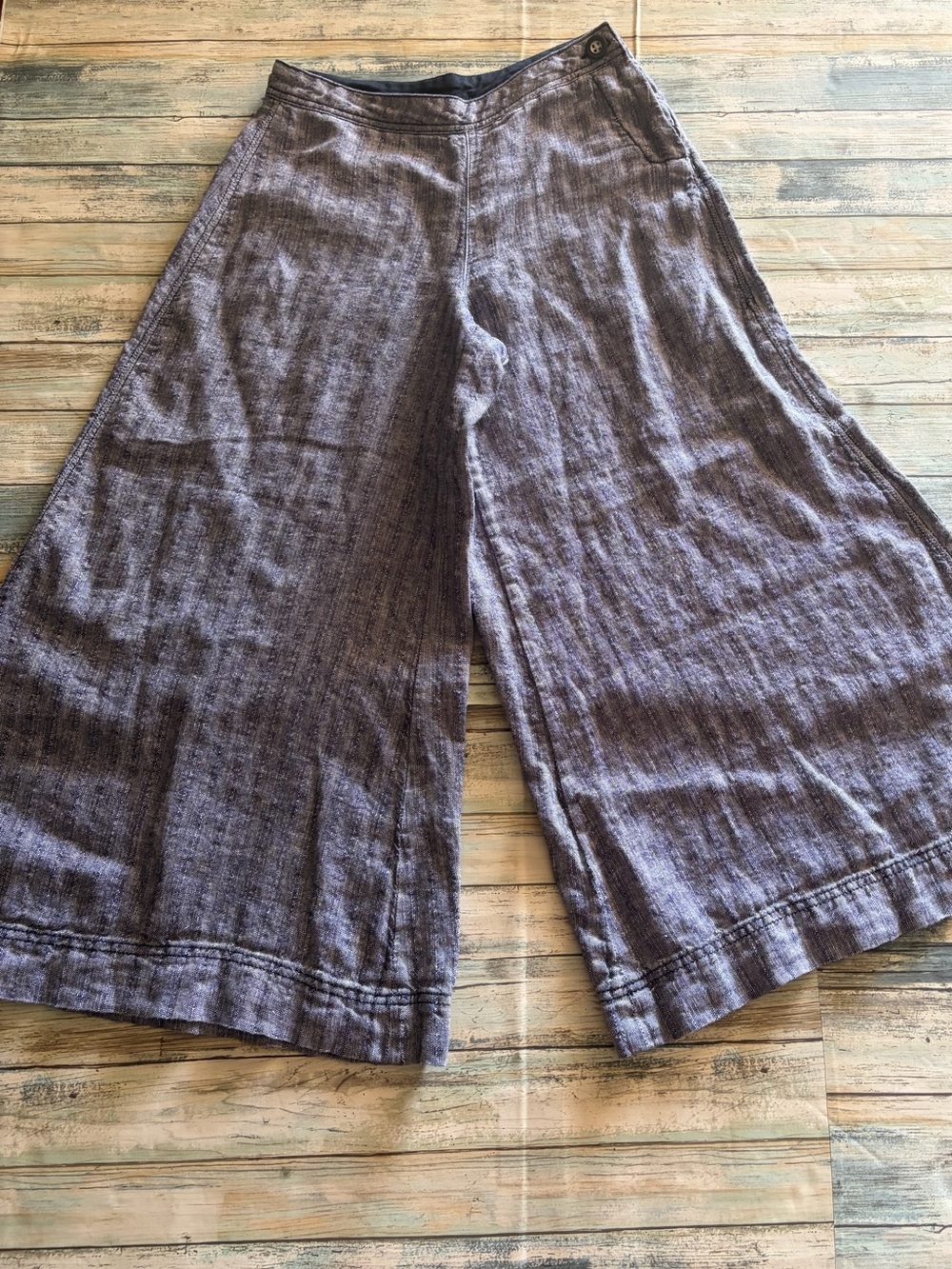 Free People Sani Culotte Wide-Leg Linen Crop Pants Size 2 - Picture 2 of 7